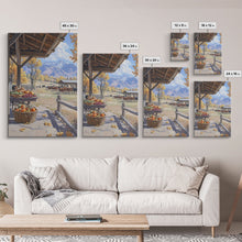 Carregar imagem no visualizador da galeria, Autumn Harvest Scene With Pumpkins Farmhouse Wall Art Framed Canvas Print Thanksgiving Seasonal Wall Art Country Home Decor Gift Idea