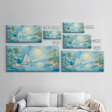 Carregar imagem no visualizador da galeria, Festive Boat Lighthouse Framed Canvas Print Christmas Nautical Holiday Art Beach Christmas Decor Best Gift Christmas Art Prints 2024
