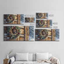 Load image into Gallery viewer, Christmas door decor, rustic Christmas decor, canvas print, Christmas decor wood, Christmas wall decor, holiday wall art