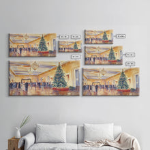 Load image into Gallery viewer, Elegant Ballroom Christmas Party Scene, Framed Canvas Print, Holiday Wall Art, Christmas Decor, Wall Art, Seasonal Decor, Best Gift Idea