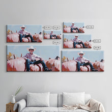 Load image into Gallery viewer, Black And White Cowboy Framed Canvas Print Moody Landscape Fall Art Above Sofa Decor Rustic Western Cowboy Autumn Wall Art