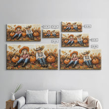 Carregar imagem no visualizador da galeria, Framed Canvas Print Cowboy On Horse Overlooking Fall Mountain Peaks Western Horse Rider Autumn Scenic Wall Art Fall Colors