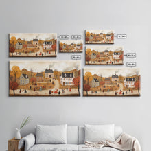 Carregar imagem no visualizador da galeria, Autumn Harvest Village Scene Framed Canvas Print - Cozy Fall Decor and Seasonal Wall Art with Country Charm and Autumn Ambiance