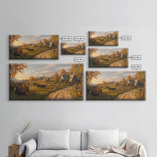 Carregar imagem no visualizador da galeria, Autumn Pumpkin Harvest Framed Canvas Print, Fall Country Farm Scene Wall Art, Best Autumn Decor, Cozy Farmhouse Gift Idea