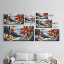 Load image into Gallery viewer, Cowboy Riding In Winter Snow Framed Canvas Print Tall Art Winter Landscape Rustic Christmas Decor Western Home Wall Art Mountain Gift Idea