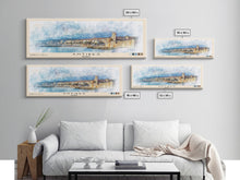 Load image into Gallery viewer, Antibes, France Watercolor Print, Vacation Gift, France Wall Art, Beach Painting, Beach Decor, Large Wall Art, Wood Frame Art