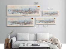 Carregar imagem no visualizador da galeria, Aachen Germany Panoramic Travel Poster, Framed Canvas Print or Metal Wall Art, Travel Art, Home Decor, Panoramic Painting, Midcentury Art