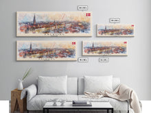 Carregar imagem no visualizador da galeria, Aalborg Denmark Travel Print Wall Art, Panoramic City Art, Travel Art, Wall Decor, Vacation Gift, Framed Canvas Print Or Metal Art