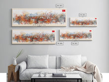 Load image into Gallery viewer, Antalya Turkey Panoramic Travel Poster, Framed Canvas Print or Metal Wall Art, Travel Art, Home Decor, Panoramic Painting, Midcentury Art
