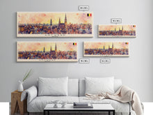 Load image into Gallery viewer, Antwerp Belgium Wall Art, Panoramic Travel Poster, Panoramic Framed Canvas Print, City Wall Art, Wall Hanging Home Decor, Travel Art