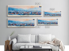 Load image into Gallery viewer, Bijeljina Bosnia Panoramic Travel Poster, Framed Canvas Print or Metal Wall Art, Travel Art, Home Decor, Panoramic Painting, Midcentury Art