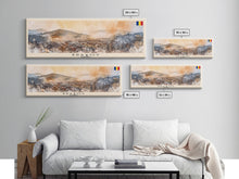 Load image into Gallery viewer, Brasov Romania Panoramic Travel Poster, Framed Canvas Print or Metal Wall Art, Travel Art, Home Decor, Panoramic Painting, Midcentury Art