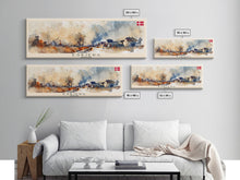 Load image into Gallery viewer, Esbjerg Denmark Travel Art, City Art, Framed Canvas Print or Metal Wall Art, Europe Travel Poster, Panoramic Wall Art, Extra Wide Wall Art