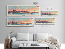 Carregar imagem no visualizador da galeria, Aalborg Denmark Wall Art, Panoramic Travel Poster, Panoramic Framed Canvas Print, City Wall Art, Wall Hanging Home Decor, Travel Art