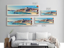 Load image into Gallery viewer, Almada Portugal Travel Art, City Art, Framed Canvas Print or Metal Wall Art, Europe Travel Poster, Panoramic Wall Art, Extra Wide Wall Art