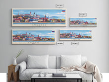 Load image into Gallery viewer, Angarsk Russia Panoramic Travel Poster, Framed Canvas Print or Metal Wall Art, Travel Art, Home Decor, Panoramic Painting, Midcentury Art