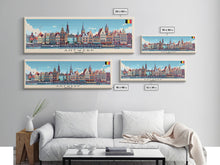 Load image into Gallery viewer, Antwerp Belgium Wall Art, Panoramic Travel Poster, Panoramic Framed Canvas Print, City Wall Art, Wall Hanging Home Decor, Travel Art