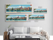 Carregar imagem no visualizador da galeria, Basel SwitzerlandTravel Art, City Art, Framed Canvas Print or Metal Wall Art, Europe Travel Poster, Panoramic Wall Art, Extra Wide Wall Art