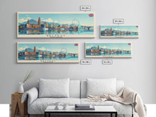 Load image into Gallery viewer, Belfast United Kingdom Travel Print Wall Art, Panoramic City Art, Travel Art, Wall Decor, Vacation Gift, Framed Canvas Print Or Metal Art