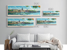 Load image into Gallery viewer, Borås Sweden Travel Art, City Art, Framed Canvas Print or Metal Wall Art, Europe Travel Poster, Panoramic Wall Art, Extra Wide Wall Art