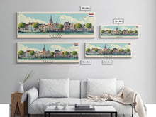 Load image into Gallery viewer, Breda Netherlands Panoramic Travel Poster, Framed Canvas Print or Metal Wall Art, Travel Art, Home Decor, Panoramic Painting, Midcentury Art