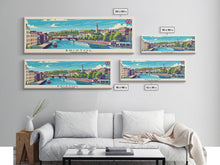 Load image into Gallery viewer, Bristol United Kingdom Panoramic Travel Poster, Framed Canvas Print or Metal Wall Art, Travel Art, Home Decor, Panoramic Painting, Midcentury Art