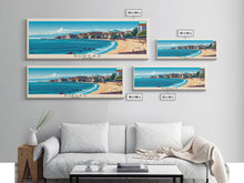 Carregar imagem no visualizador da galeria, Burgas Bulgaria Panoramic Travel Poster, Framed Canvas Print or Metal Wall Art, Travel Art, Home Decor, Panoramic Painting, Midcentury Art