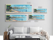 Load image into Gallery viewer, Chelyabinsk Russia Panoramic Travel Poster, Framed Canvas Print or Metal Wall Art, Travel Art, Home Decor, Panoramic Painting, Midcentury Art