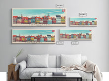 Cargar imagen en el visor de la galería, Copenhagen Denmark Travel Print Wall Art, Panoramic City Art, Travel Art, Wall Decor, Vacation Gift, Framed Canvas Print Or Metal Art