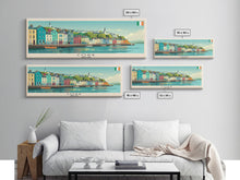 Load image into Gallery viewer, Cork Ireland Panoramic Travel Poster, Framed Canvas Print or Metal Wall Art, Travel Art, Home Decor, Panoramic Painting, Midcentury Art