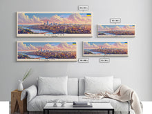 Load image into Gallery viewer, Donetsk Ukraine Panoramic Travel Poster, Framed Canvas Print or Metal Wall Art, Travel Art, Home Decor, Panoramic Painting, Midcentury Art