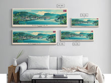 Load image into Gallery viewer, Drammen Norway Travel Print Wall Art, Panoramic City Art, Travel Art, Wall Decor, Vacation Gift, Framed Canvas Print Or Metal Art