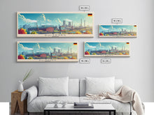 Load image into Gallery viewer, Duisburg Germany Wall Art, Panoramic Travel Poster, Panoramic Framed Canvas Print, City Wall Art, Wall Hanging Home Decor, Travel Art