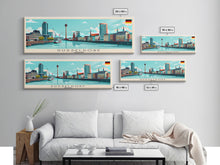 Load image into Gallery viewer, Dusseldorf Germany Travel Art, City Art, Framed Canvas Print or Metal Wall Art, Europe Travel Poster, Panoramic Wall Art, Extra Wide Wall Art