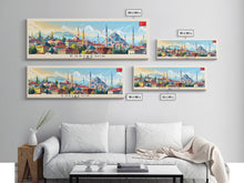 Load image into Gallery viewer, Eskisehir Turkey Panoramic Travel Poster, Framed Canvas Print or Metal Wall Art, Travel Art, Home Decor, Panoramic Painting, Midcentury Art