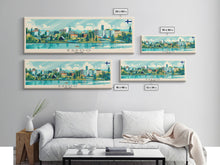 Load image into Gallery viewer, Espoo Finland Wall Art, Panoramic Travel Poster, Panoramic Framed Canvas Print, City Wall Art, Wall Hanging Home Decor, Travel Art