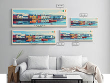 Carregar imagem no visualizador da galeria, Galway Ireland Panoramic Travel Poster, Framed Canvas Print or Metal Wall Art, Travel Art, Home Decor, Panoramic Painting, Midcentury Art