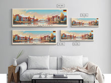 Carregar imagem no visualizador da galeria, Gelsenkirchen Germany Panoramic Travel Poster, Framed Canvas Print or Metal Wall Art, Travel Art, Home Decor, Panoramic Painting, Midcentury Art