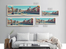 Load image into Gallery viewer, Ghent Belgium Wall Art, Panoramic Travel Poster, Panoramic Framed Canvas Print, City Wall Art, Wall Hanging Home Decor, Travel Art