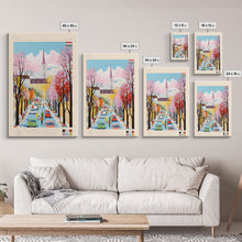 Load image into Gallery viewer, Érd Hungary Travel Poster Framed Canvas Print, Midcentury Modern Art, Pop Art Wall Decor, Living Room Art, Vacation Gift