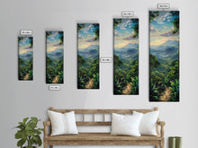Load image into Gallery viewer, Jungle Landscape Canvas Painting, Tropical Wall Art Print, Mountain Art Printed on Framed Canvas, Oversized Narrow Landscape Art