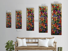 Cargar imagen en el visor de la galería, Colorful Butterfly Vertical Framed Canvas Oil Painting, Abstract Botanical Wall Art, Gouache Style Painted Art, Housewarming Gift for Her