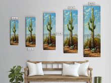 Load image into Gallery viewer, Framed Printed Acrylic Canvas Painting of Saguaro Cactus, Colorful Desert Art Print, Modern Western Wall Art Print, Office Wall Decor