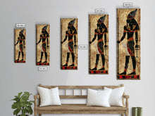 Load image into Gallery viewer, Egyptian Art Depiction of Osiris - Framed Canvas Print, Midcentury Modern Wall Art, Skinny Art, Tall Art, Living Room Decor