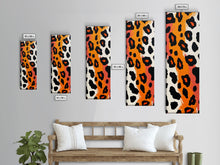 Load image into Gallery viewer, Bold Leopard Print in Orange and Black - Framed Canvas Print, Midcentury Modern Wall Art, Skinny Art, Tall Art, Living Room Decor