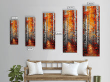 Carregar imagem no visualizador da galeria, Fall Birch Tree Forest, Framed Canvas Print, Skinny / Tall Wall Art, Living Room Decor, Landscape Painting, Nature Decor