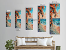 Carregar imagem no visualizador da galeria, Expressive Coastal Shoreline Landscape in Blue and Orange, Abstract Painting on Framed Canvas Print, Perfect for Beach-Themed Wall Art