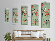 Load image into Gallery viewer, Elegant Birds on Branches Skinny Art Tall Art Japanese Ukiyo-e Inspired Bird and Nature Framed Canvas Print
