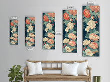 Load image into Gallery viewer, Delicate Peony Blossoms in Soft Pastel Hues on Japanese-Inspired Tall Vertical Canvas Print for Elegant Floral Decor