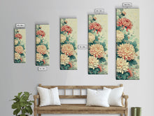 Cargar imagen en el visor de la galería, Chrysanthemums in Traditional Japanese Art, Ukiyo-e Style Framed Canvas Print Perfect for Tall and Skinny Spaces